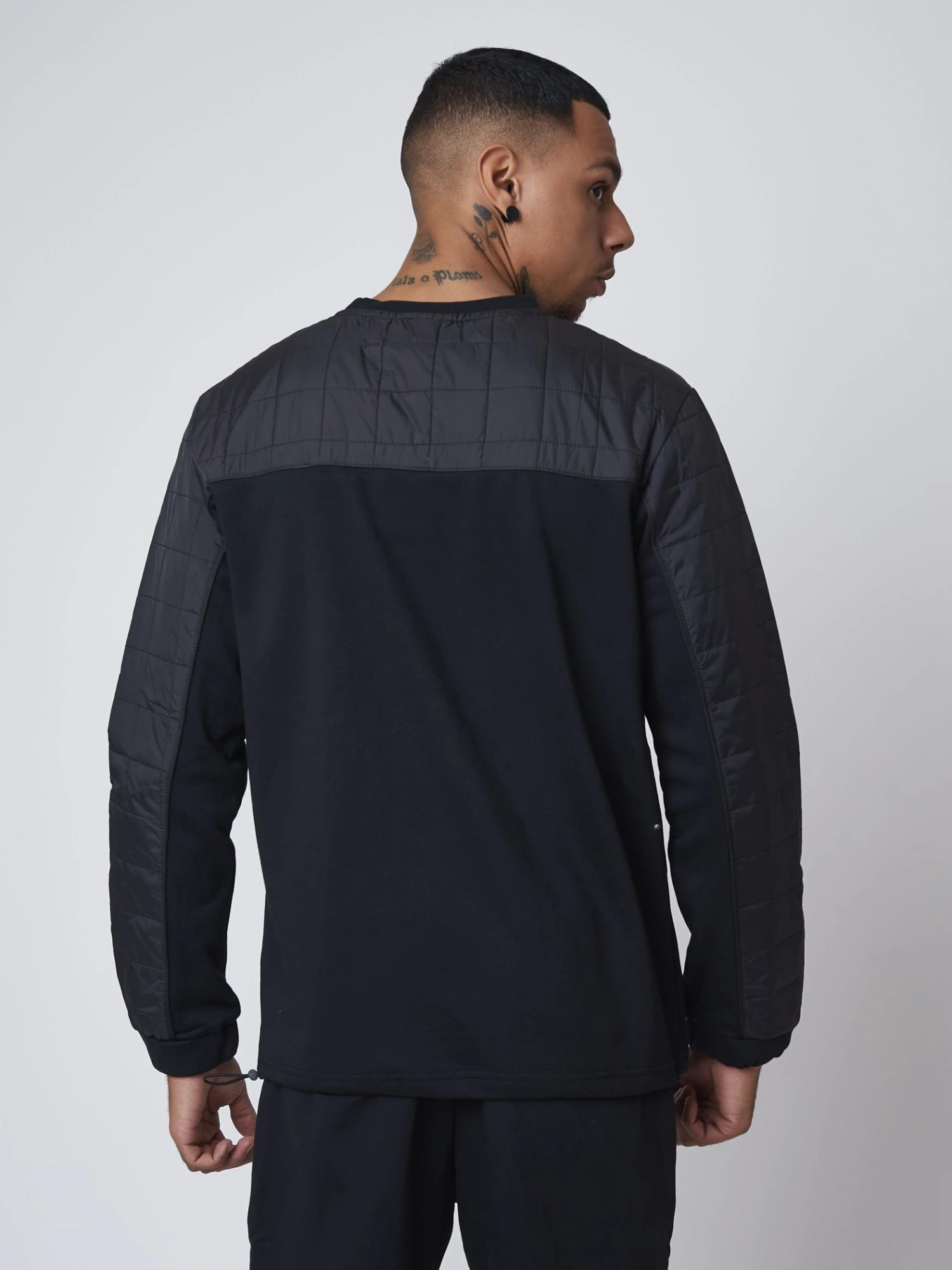 Sweat Col Rond Empiècement Nylon Matelassé Carré – Image 3