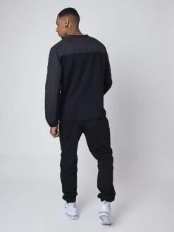 Sweat Col Rond Empiècement Nylon Matelassé Carré