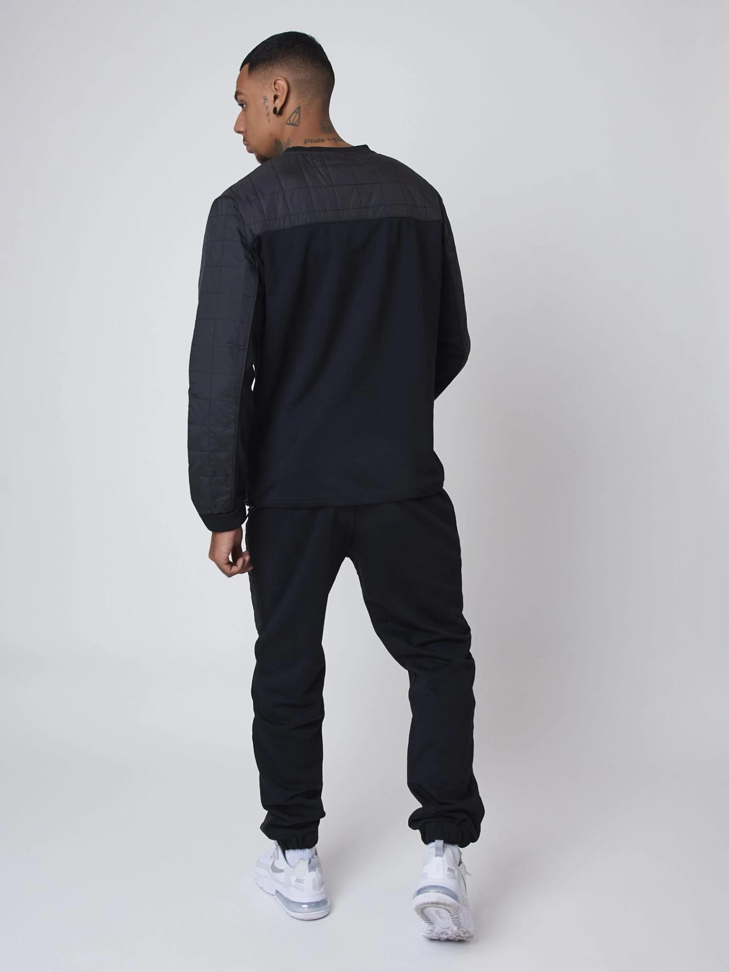 Sweat Col Rond Empiècement Nylon Matelassé Carré