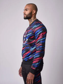Sweat Col Rond Motif Tigré Patch Félin