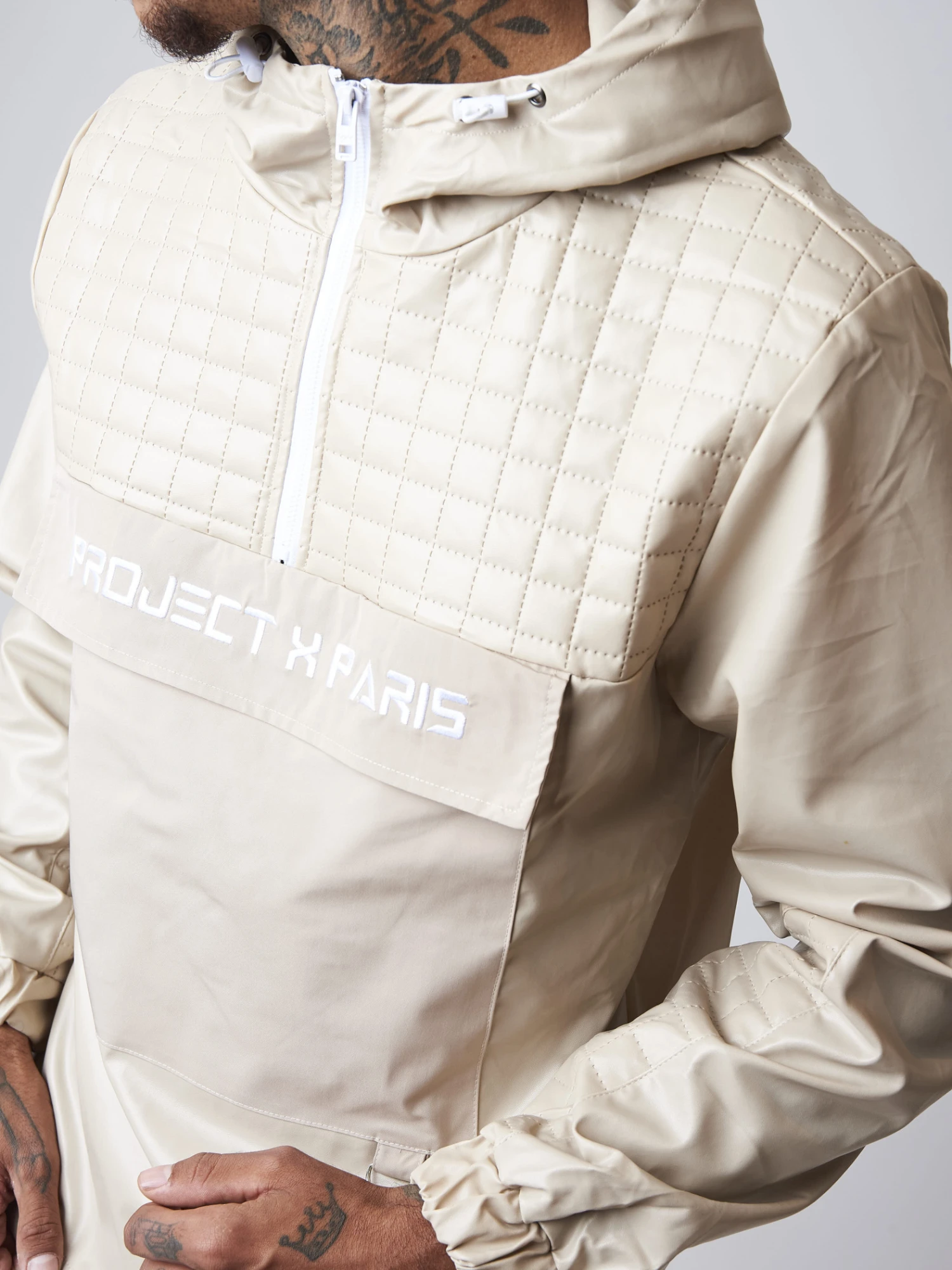 Sweat Enfilable Simili Cuir Empiècement Matelassé – Image 3