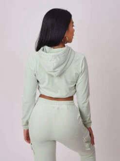 Sweat Velours Court à Capuche