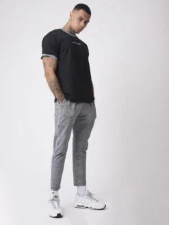 T-Shirt Col Et Manches Carreaux