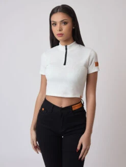 T-shirt Crop Col Montant