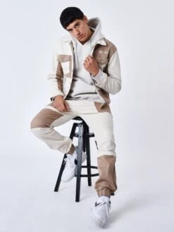 Pantalon Style Empiècements Bicolore élastique