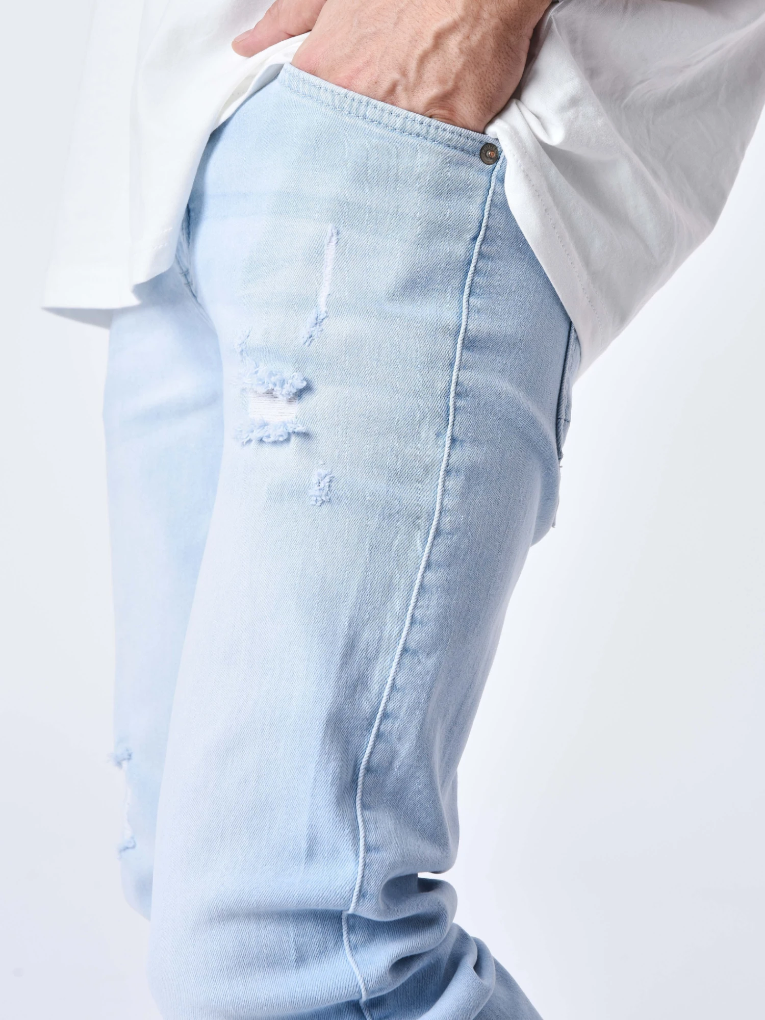 Jean Slim Déchiré Avec Trous – Image 5