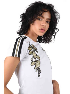 Tee Shirt Brodé Fleur Dorée
