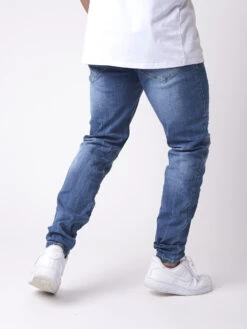 Jean Skinny Wash Bleu Effet Usé Gratté