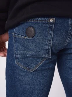 Jean Slim Bleu Brut Effet Sablé Et Déchiré