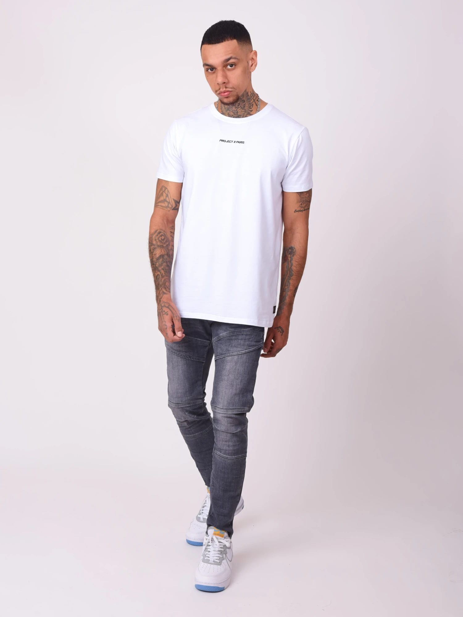 Jean Slim Gris Delavé Coutures Apparentes – Image 5