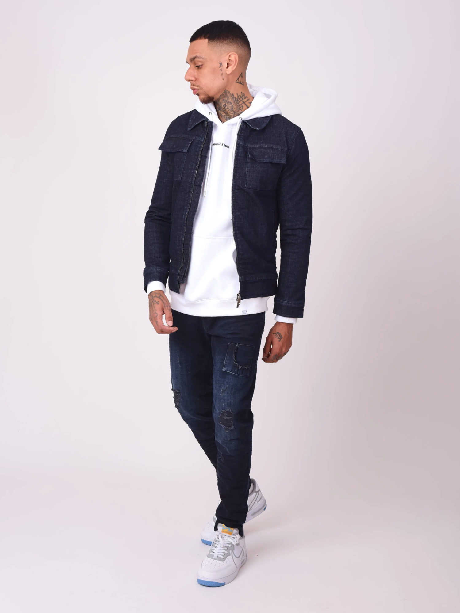 Veste En Denim Brut à Zip – Image 2