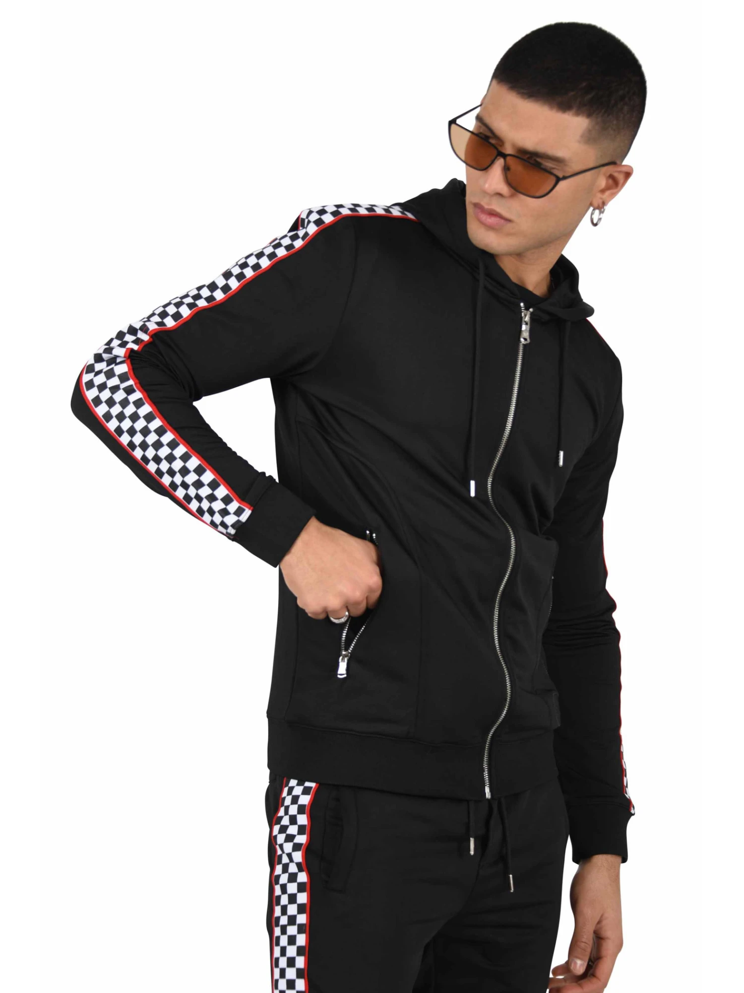 Veste à Capuche Bandes Damier Et Liserés – Image 4