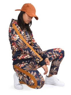 Veste à Capuche à Imprimé Tropical Et Bandes