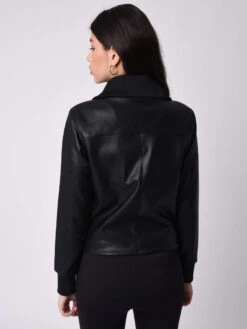 Veste Basic Simili Cuir, Col Aviateur