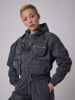 Veste Capuche Poches Relief Reflect