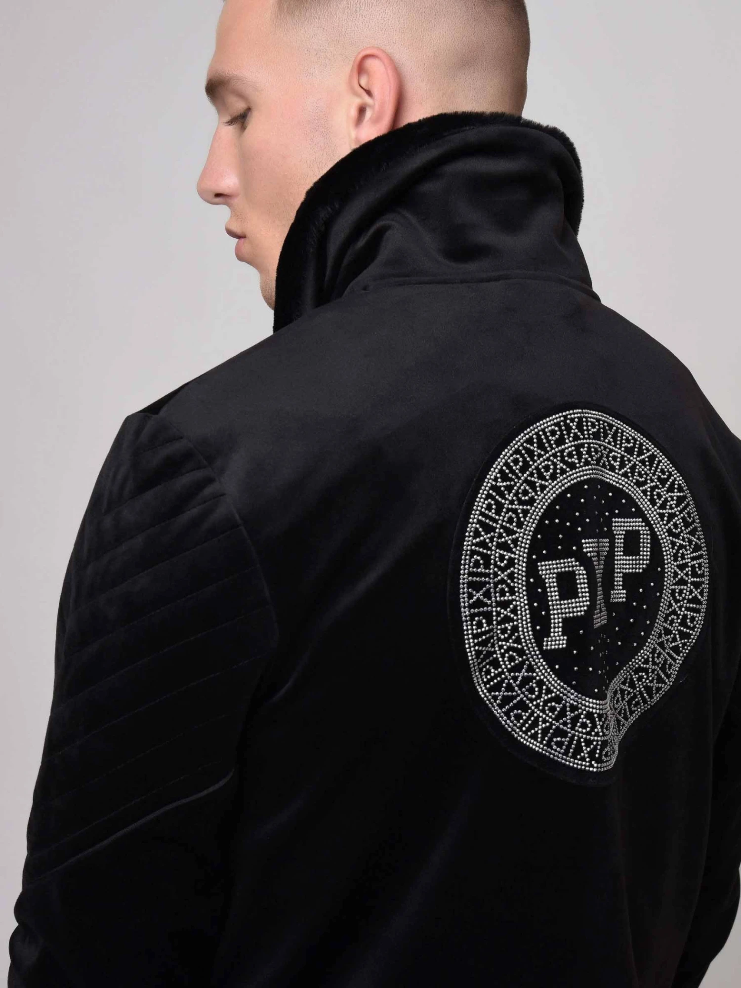 Veste Col Aviateur Avec Patch Strass