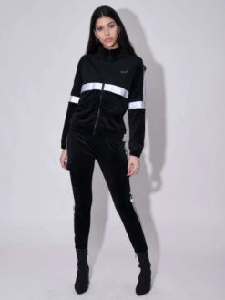 Veste De Jogging Col Montant Velvet à Bandes Réfléchissantes