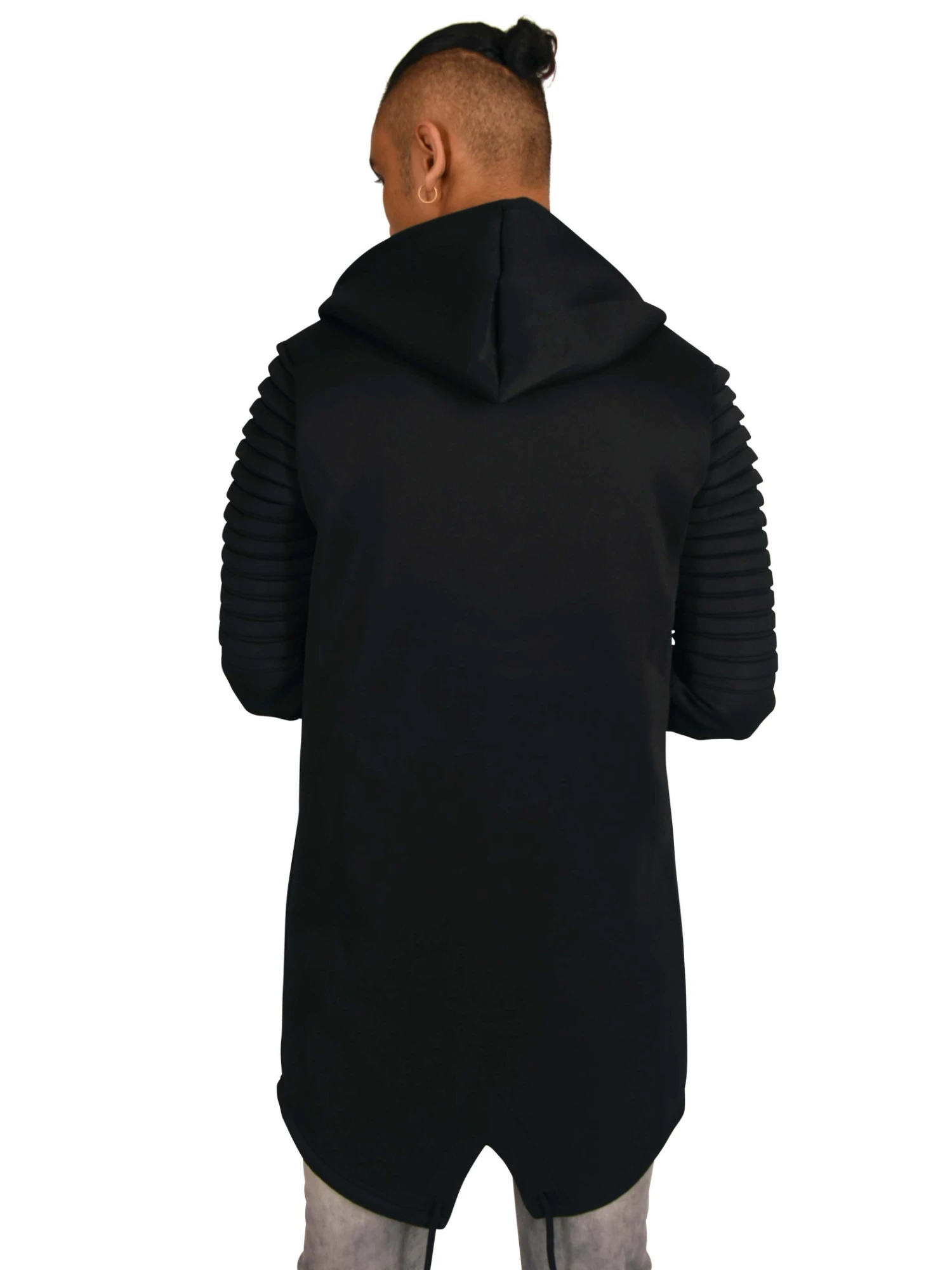 Veste Longue à Capuche Manches Biker – Image 3