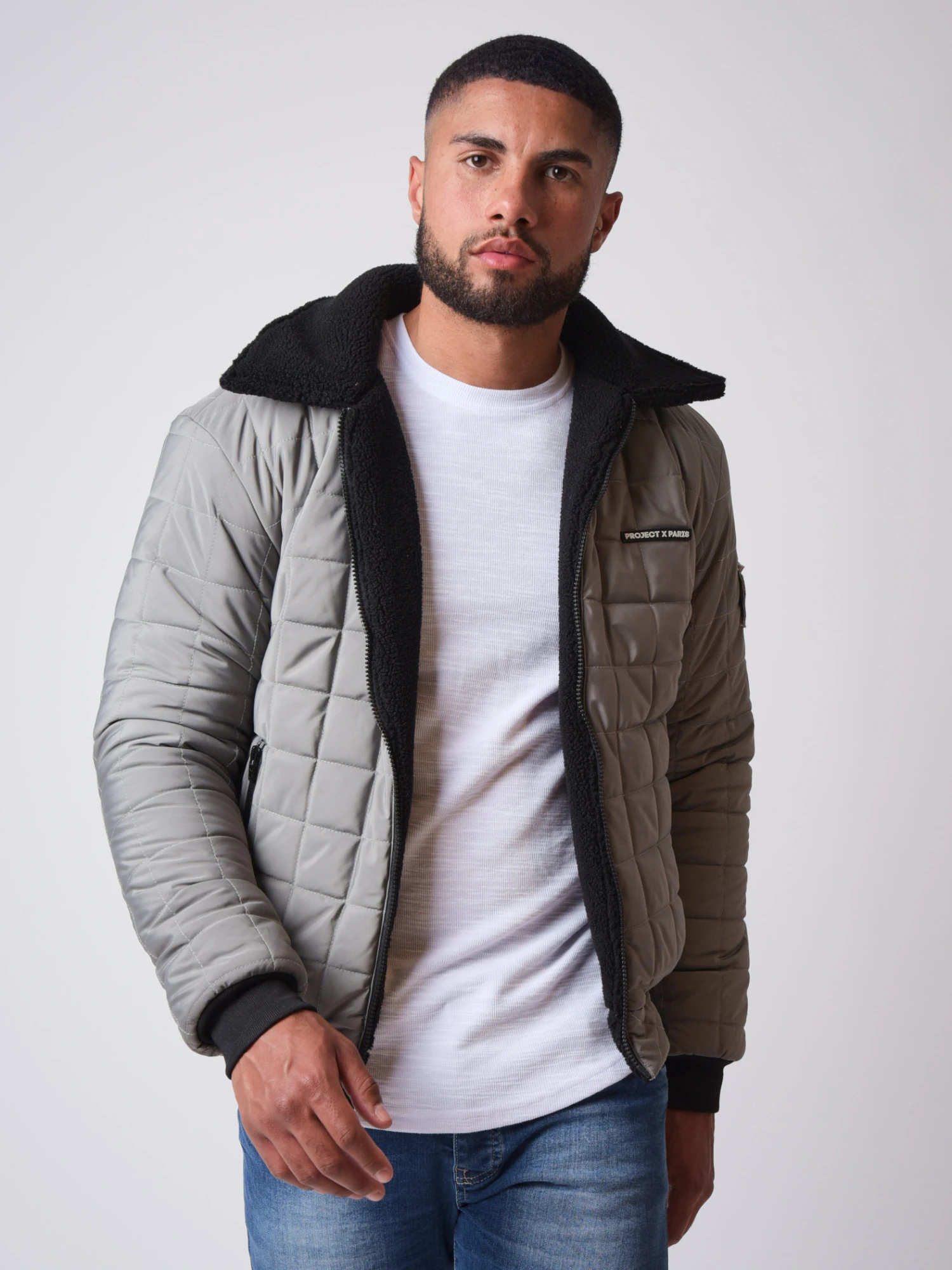 Veste Reversible Matelassage CarrĂ© Et Imitation Peau De Mouton â Image 2