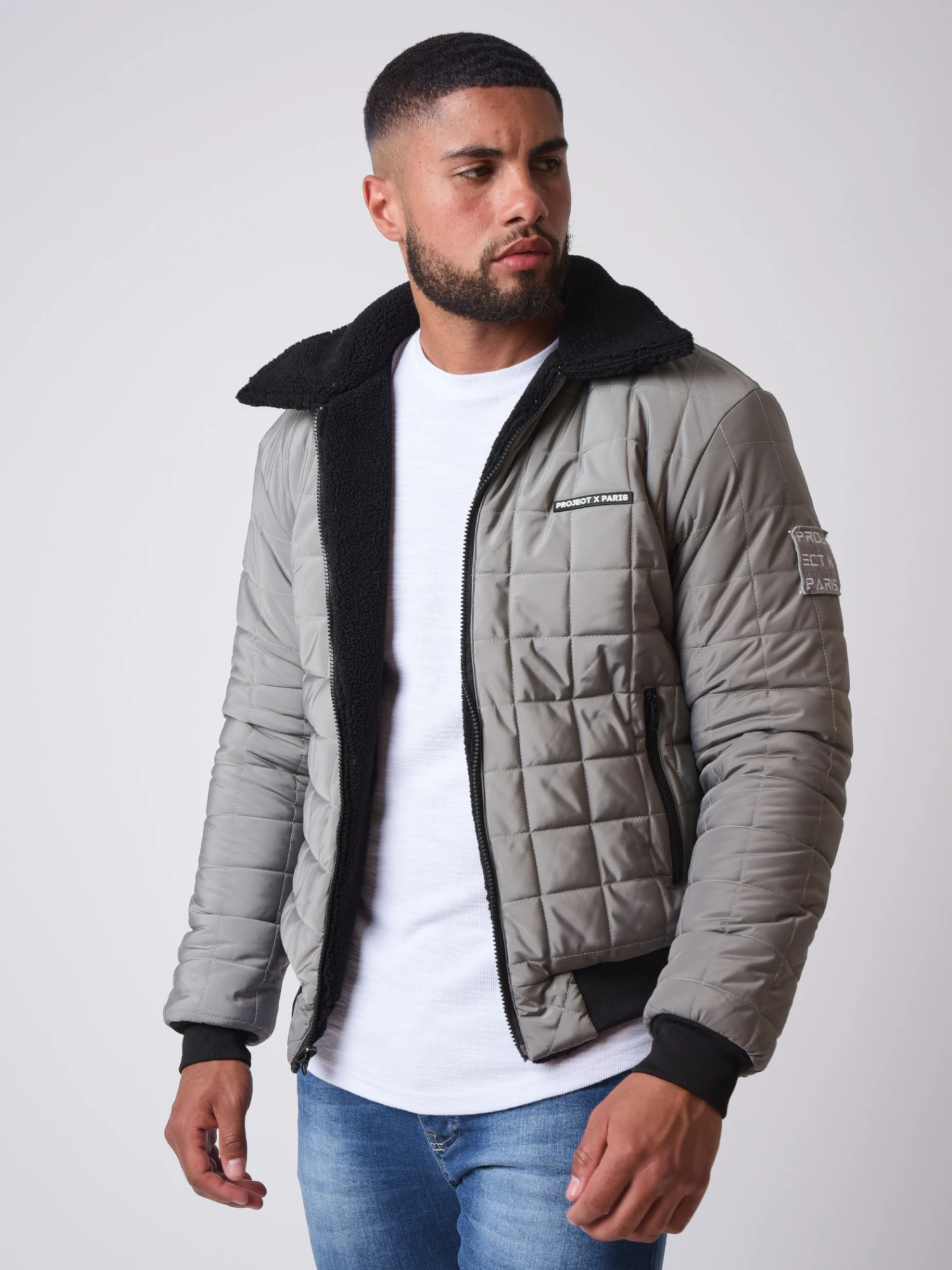 Veste Reversible Matelassage CarrĂ© Et Imitation Peau De Mouton â Image 3