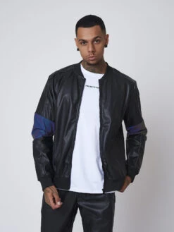 Veste Simili Cuir Avec Empiècement Réfléchissant