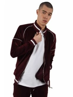 Veste Zippée Velvet à Col Contrastant